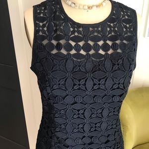 White House black market Navy flower cutout dress